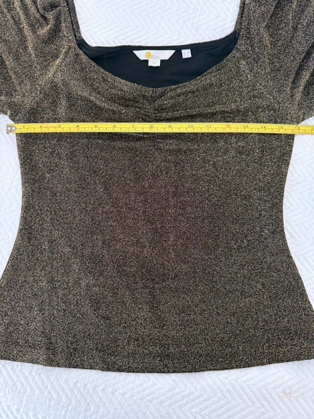 Boden Metallic Gold Puff-Sleeve Top - Picture 4 of 4